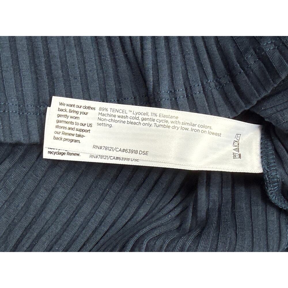 Eileen Fisher Sz M Navy Blue Textured Stretch Rib Crew Neck Dress MSRP $127 - Picture 6 of 9